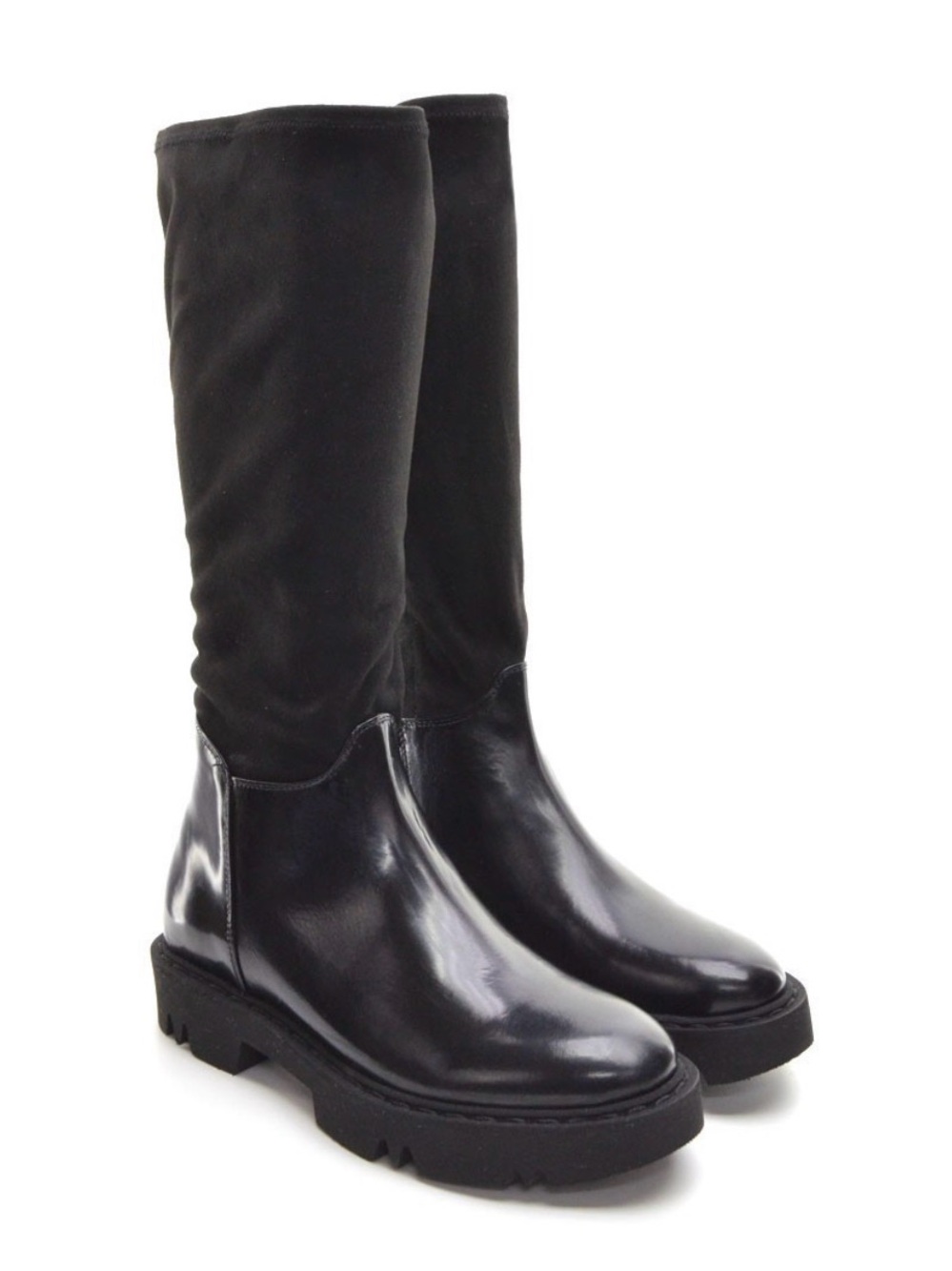 Aquatalia Hillaria black-gray Lug Sole Platform Boots